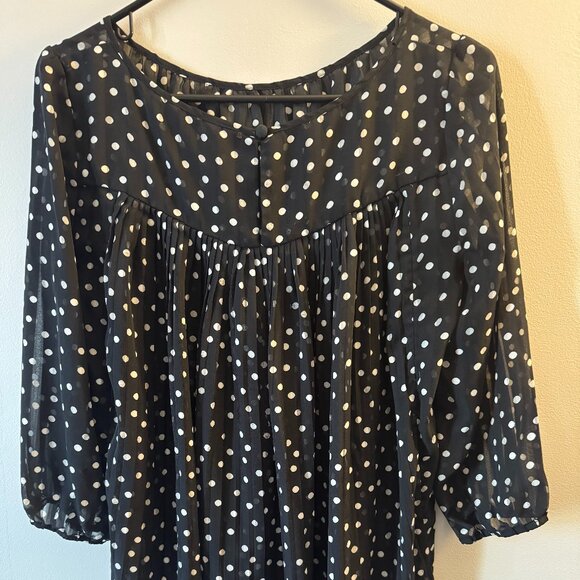 White House Black Market Polka Dot Sheer Blouse - Picture 2 of 3